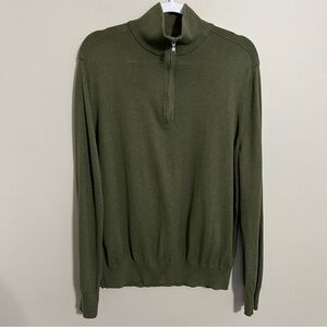 Banana Republic Olive Green Silk Cashmere Blend Half Zip size XL